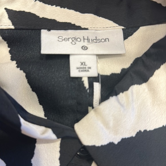Zebra Print - Black & Ivory long sleeve tailored blouse -Sergio Hudson XXS & XL - Picture 13 of 14
